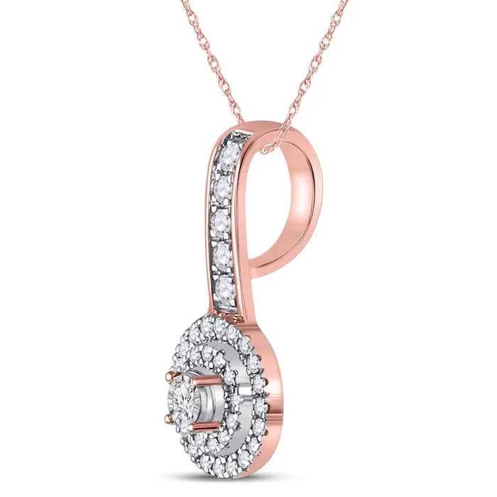 Necklaces 10k Rose Gold Round Diamond Circle Pendant 15 Cttw gndatlanta
