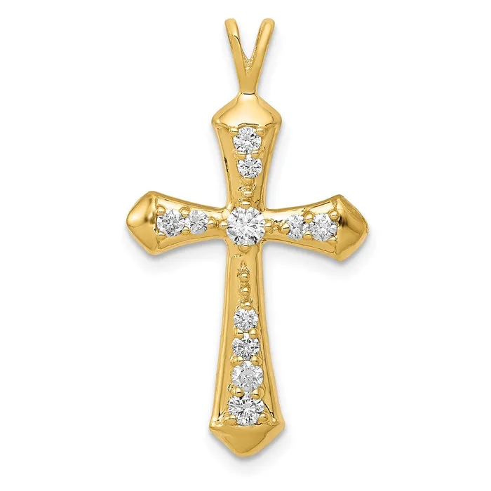 Necklaces 14K Yellow Gold AA Real Diamond Passion Cross Pendant Goldia