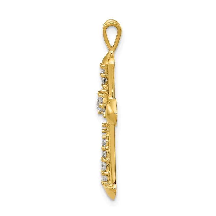 Necklaces 14K Yellow Gold AA Real Diamond Passion Cross Pendant Goldia