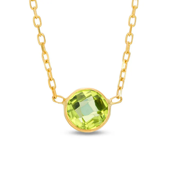 Necklaces 60mm Peridot Solitaire Necklace in 10K Yellow Gold 17 Goldia