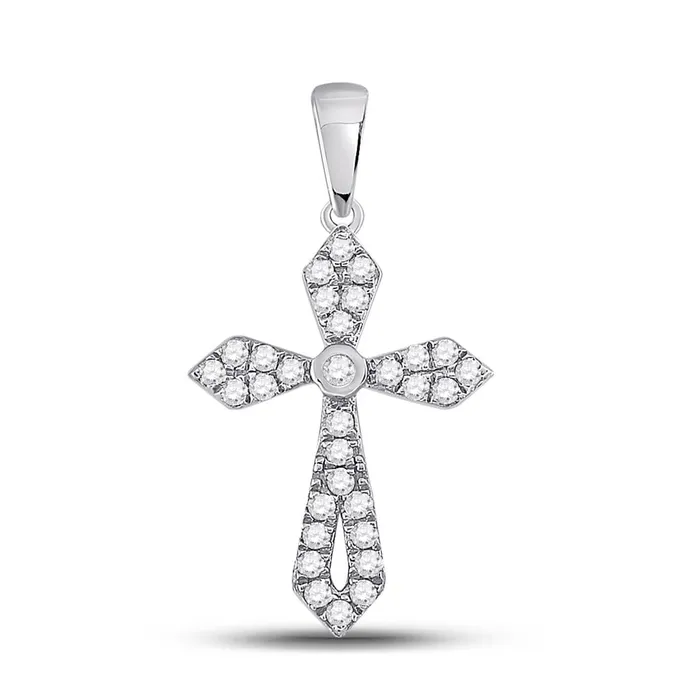 Necklaces gndatlanta 14k White Gold Round Diamond Gothic Cross Pendant 13 Cttw