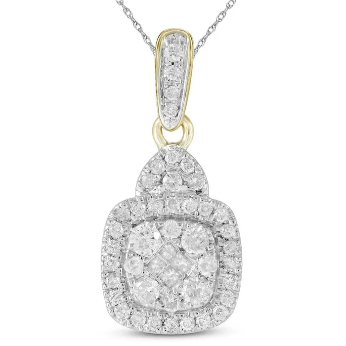 Necklaces gndatlanta 14k Yellow Gold Princess Round Diamond Square Cluster Pendant 38 Cttw Necklaces gndatlanta 14k Yellow Gold Princess Round Diamond Square Cluster Pendant 38 Cttw
