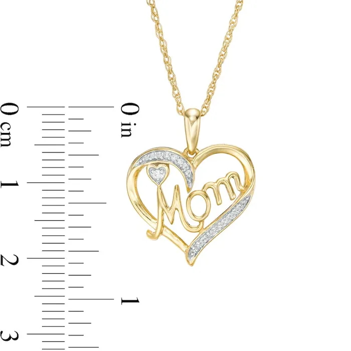 Necklaces Goldia 005 CT TW Natural Diamond Heart Mom Pendant in 10K Yellow Gold Necklaces Goldia 005 CT TW Natural Diamond Heart Mom Pendant in 10K Yellow Gold