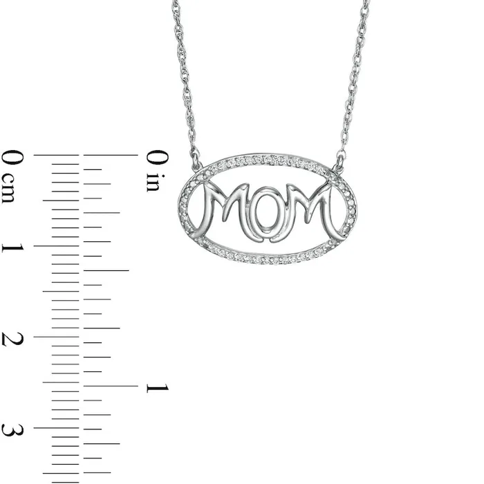 Necklaces Goldia 007 CT TW Natural Diamond MOM Oval Outline Necklace in Sterling Silver Necklaces Goldia 007 CT TW Natural Diamond MOM Oval Outline Necklace in Sterling Silver
