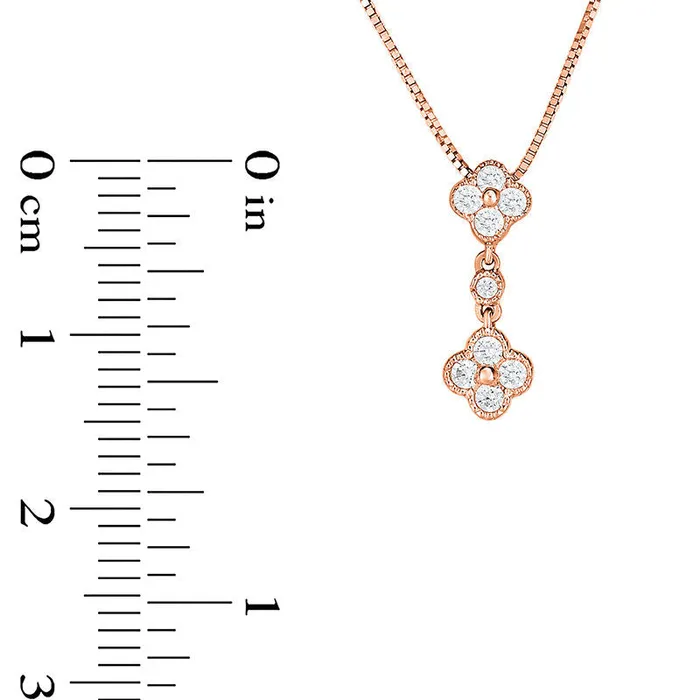 Necklaces Goldia 02 CT TW Quad Natural Diamond Double Clover Antique VintageStyle Pendant in 10K Rose Gold Necklaces Goldia 02 CT TW Quad Natural Diamond Double Clover Antique VintageStyle Pendant in 10K Rose Gold
