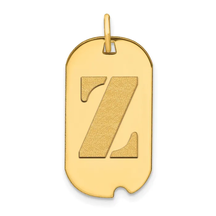 Necklaces Goldia 14k Yellow Gold Polished Letter Z Initial Dog Tag Pendant