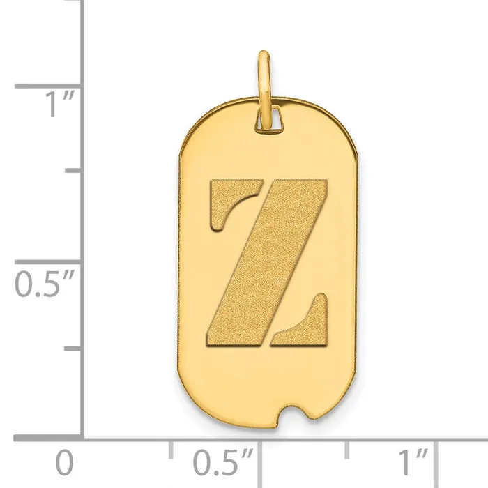 Necklaces Goldia 14k Yellow Gold Polished Letter Z Initial Dog Tag Pendant