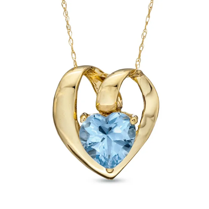 Necklaces Goldia 70mm HeartShaped LabCreated Blue Spinel Pendant in 10K Yellow Gold Necklaces Goldia 70mm HeartShaped LabCreated Blue Spinel Pendant in 10K Yellow Gold