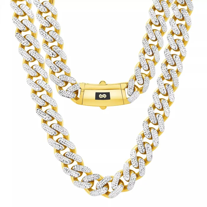 Necklaces Goldiacom 10k Yellow Gold 13mm Monaco Miami Cuban Link Diamond Cut Pave Chain Necklace 22 Necklaces Goldiacom 10k Yellow Gold 13mm Monaco Miami Cuban Link Diamond Cut Pave Chain Necklace 22