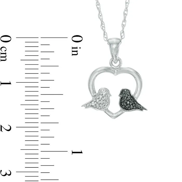Necklaces Goldia Enhanced Black and White Natural Diamond Accent Love Birds in Heart Pendant in Sterling Silver Necklaces Goldia Enhanced Black and White Natural Diamond Accent Love Birds in Heart Pendant in Sterling Silver