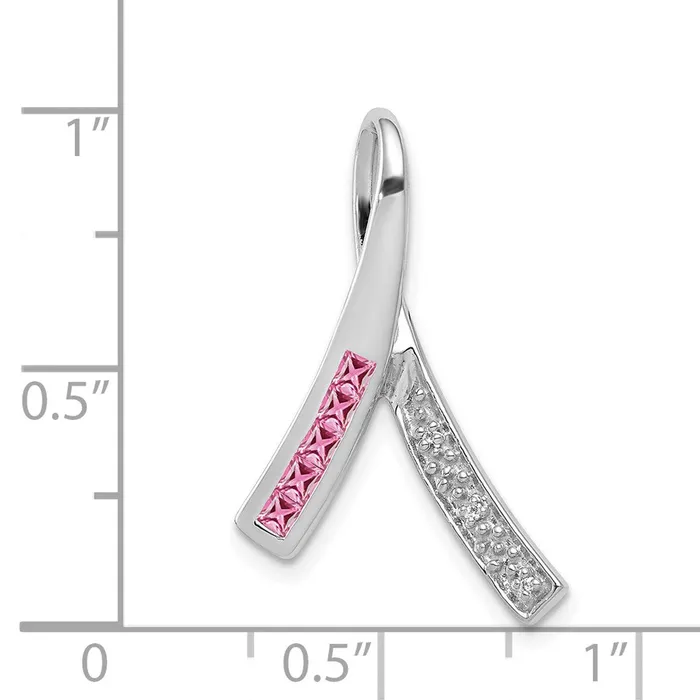 Necklaces Goldia Solid 14k White Gold Simulated CZ and PinK Sapphire Pendant