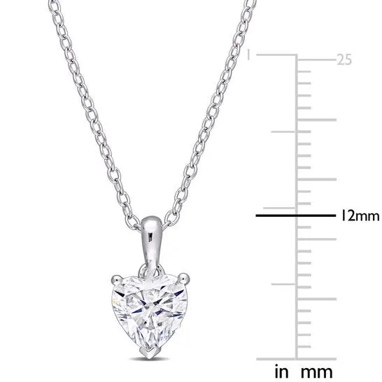 Original AMOUR 1 CT DEW Heart Shaped Created Moissanite Solitaire Pendant with Chain In Sterling Silver JMS always Necklaces Original AMOUR 1 CT DEW Heart Shaped Created Moissanite Solitaire Pendant with Chain In Sterling Silver JMS always Necklaces