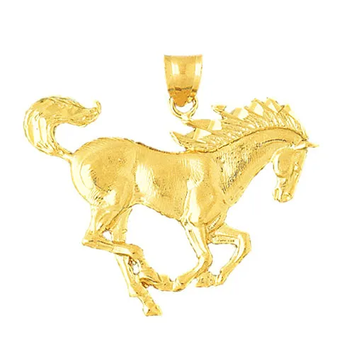 PreStyled Sets 14K Gold 40MM Galloping Horse Pendant Goldia