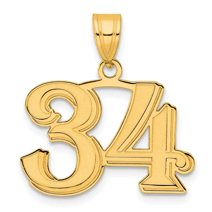 PreStyled Sets Goldia 14k Yellow Gold Polished Etched Number 34 Pendant