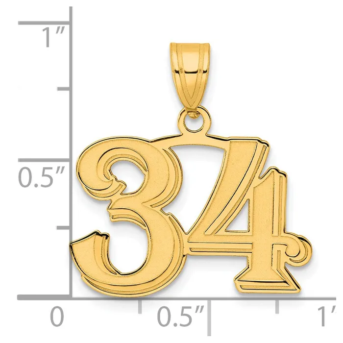 PreStyled Sets Goldia 14k Yellow Gold Polished Etched Number 34 Pendant