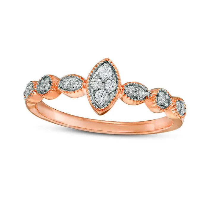 Rings 017 CT TW Composite Natural Diamond Marquise Promise Ring in Solid 10K Rose Gold Goldia Rings 017 CT TW Composite Natural Diamond Marquise Promise Ring in Solid 10K Rose Gold Goldia