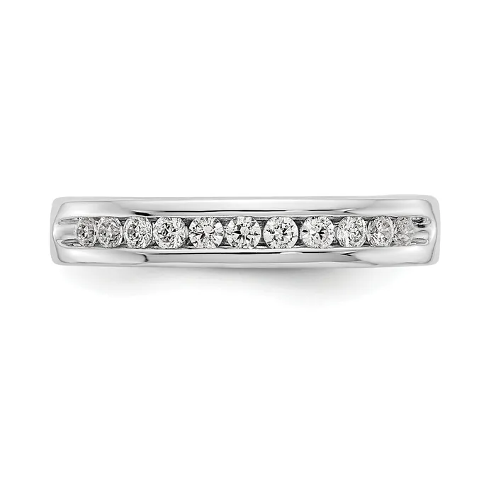 Rings 031ct CZ Solid Real 14K White Gold 11Stone Channel Wedding Band Ring Goldia