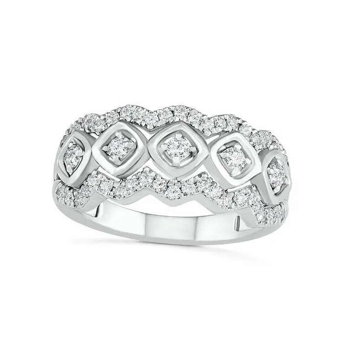 Rings 050 CT TW Natural Diamond Tilted Square Frames Ring in Solid 10K White Gold Goldia Rings 050 CT TW Natural Diamond Tilted Square Frames Ring in Solid 10K White Gold Goldia