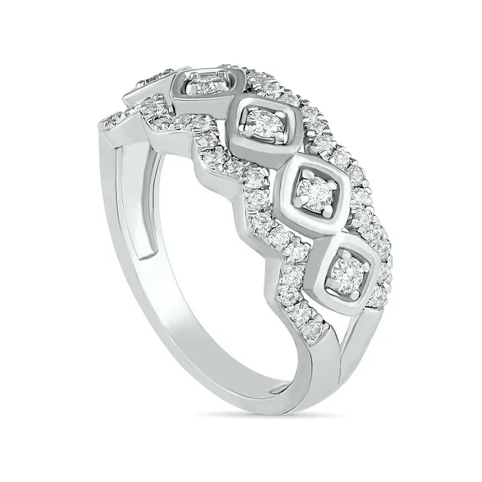 Rings 050 CT TW Natural Diamond Tilted Square Frames Ring in Solid 10K White Gold Goldia Rings 050 CT TW Natural Diamond Tilted Square Frames Ring in Solid 10K White Gold Goldia