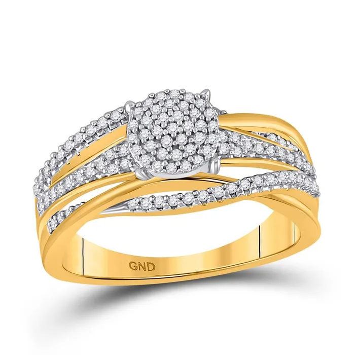 Rings 10k Yellow Gold Round Diamond Woven Cluster Ring 13 Cttw gndatlanta Rings 10k Yellow Gold Round Diamond Woven Cluster Ring 13 Cttw gndatlanta