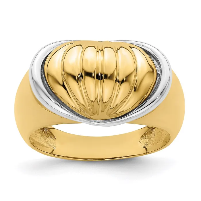 Rings 14k TwoTone Gold Oval Shrimp Fan Design Ring Goldia