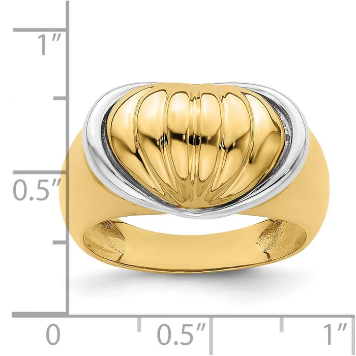 Rings 14k TwoTone Gold Oval Shrimp Fan Design Ring Goldia