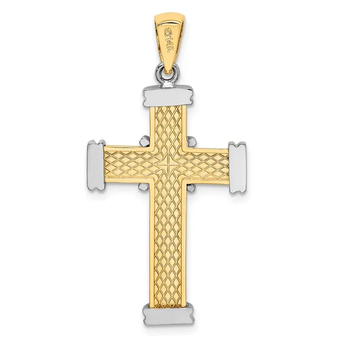 Rings 14k Twotone Gold Polished Cross Charm Goldia