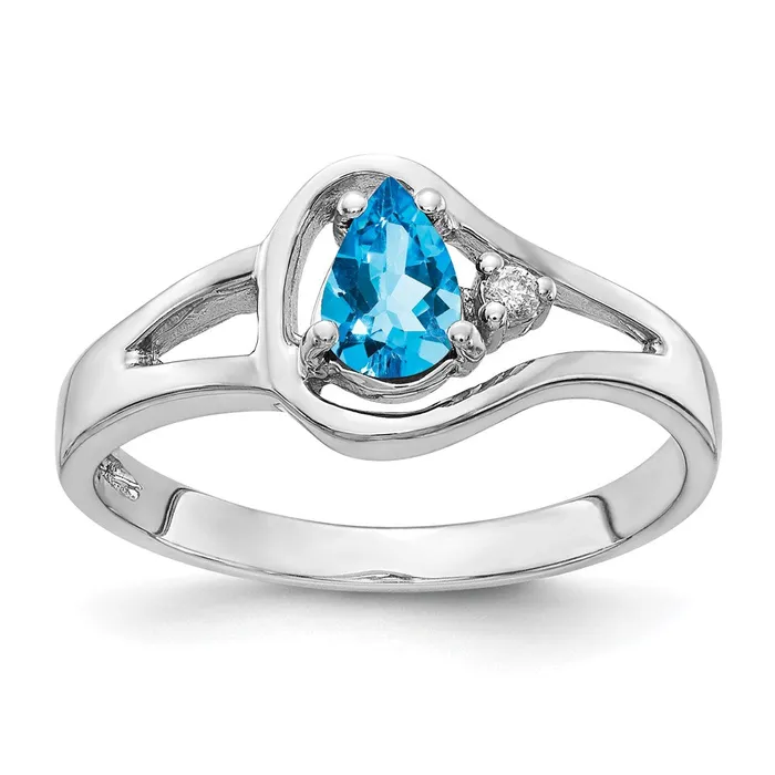 Rings 14k White Gold 6x4mm Pear Blue Topaz VS Real Diamond ring Goldiacom Rings 14k White Gold 6x4mm Pear Blue Topaz VS Real Diamond ring Goldiacom