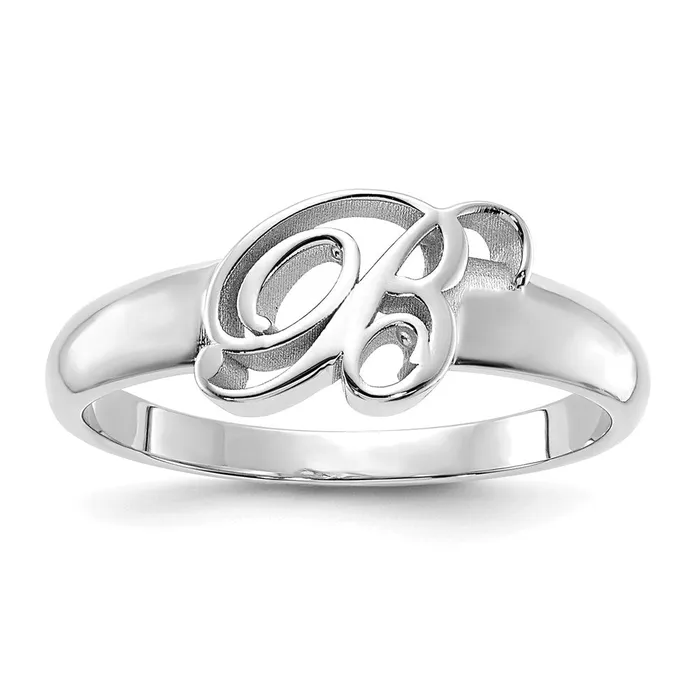 Rings 14K White Gold Polished Initial Ring Goldia