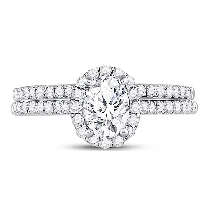 Rings gndatlanta 14k White Gold Oval Diamond Bridal Wedding Ring Set 113 Ctw Certified