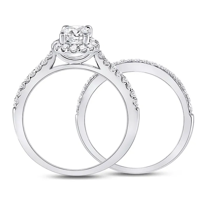Rings gndatlanta 14k White Gold Oval Diamond Bridal Wedding Ring Set 113 Ctw Certified