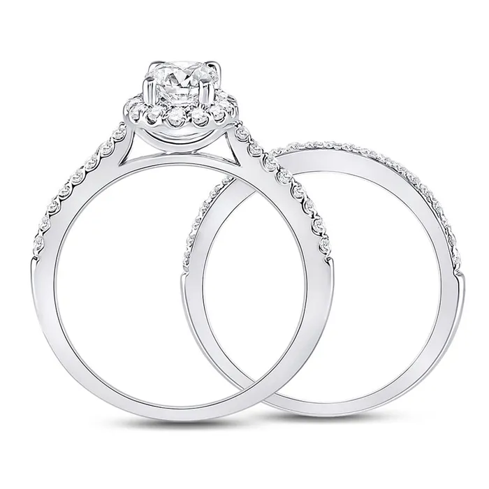 Rings gndatlanta 14k White Gold Oval Diamond Bridal Wedding Ring Set 113 Ctw Certified