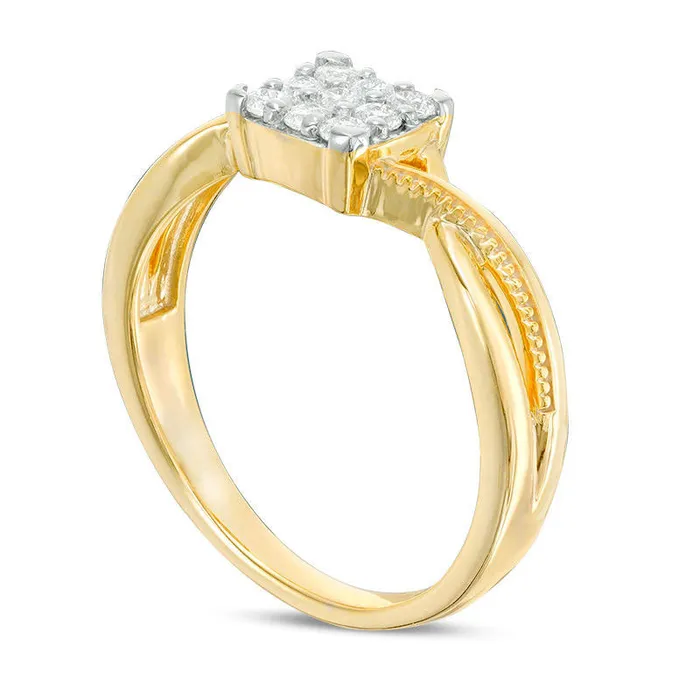Rings Goldia 020 CT TW Composite Natural Diamond Square Twist Shank Promise Ring in Solid 10K Yellow Gold Rings Goldia 020 CT TW Composite Natural Diamond Square Twist Shank Promise Ring in Solid 10K Yellow Gold