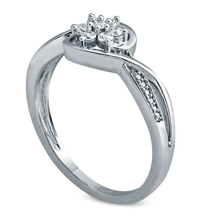 Rings Goldia 020 CT TW Natural Diamond Flower Cluster Bypass Promise Ring in Solid 10K White Gold Rings Goldia 020 CT TW Natural Diamond Flower Cluster Bypass Promise Ring in Solid 10K White Gold