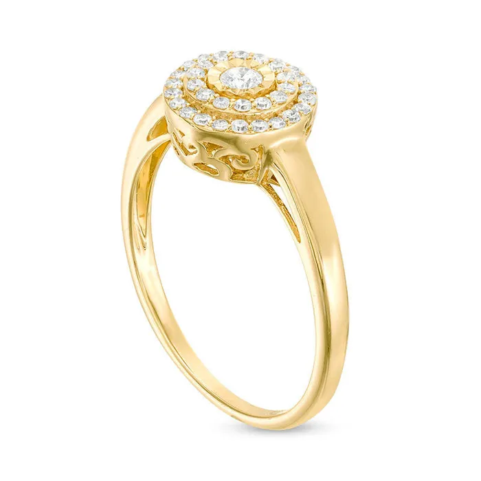 Rings Goldia 025 CT TW Natural Diamond Double Frame Ring in Solid 10K Yellow Gold Rings Goldia 025 CT TW Natural Diamond Double Frame Ring in Solid 10K Yellow Gold