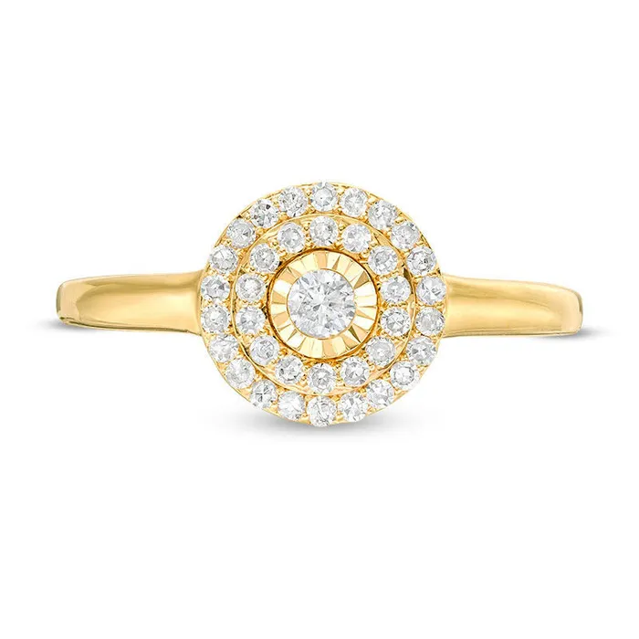 Rings Goldia 025 CT TW Natural Diamond Double Frame Ring in Solid 10K Yellow Gold Rings Goldia 025 CT TW Natural Diamond Double Frame Ring in Solid 10K Yellow Gold