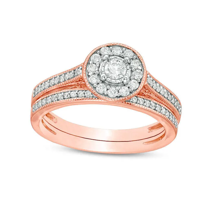 Rings Goldia 050 CT TW Natural Diamond Frame Antique VintageStyle Bridal Engagement Ring Set in Solid 10K Rose Gold Rings Goldia 050 CT TW Natural Diamond Frame Antique VintageStyle Bridal Engagement Ring Set in Solid 10K Rose Gold