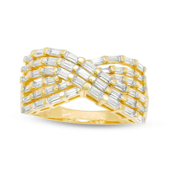 Rings Goldia 10 CT TW Baguette Natural Diamond MultiRow Crossover Ring in Solid 14K Gold Rings Goldia 10 CT TW Baguette Natural Diamond MultiRow Crossover Ring in Solid 14K Gold