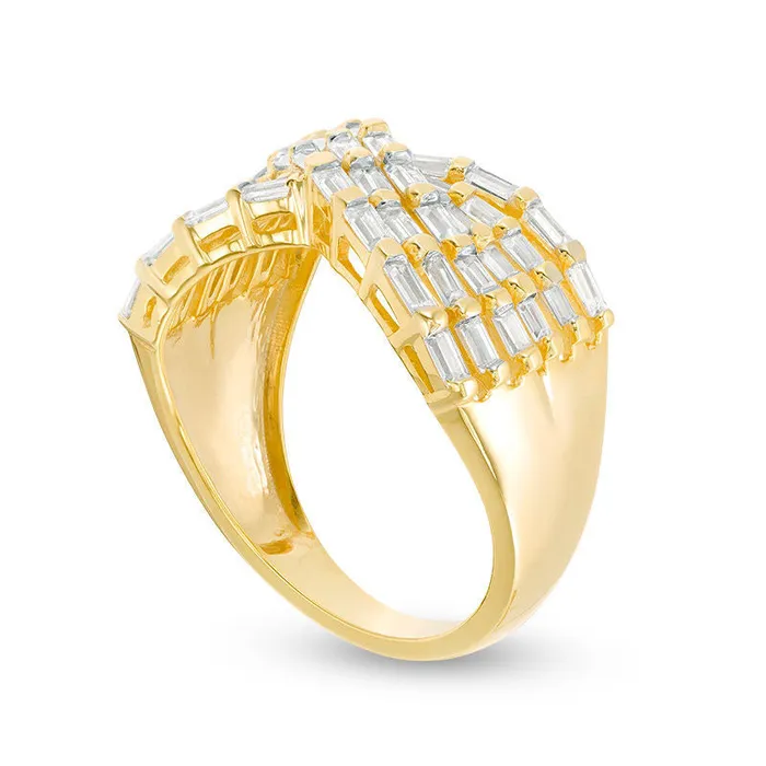 Rings Goldia 10 CT TW Baguette Natural Diamond MultiRow Crossover Ring in Solid 14K Gold Rings Goldia 10 CT TW Baguette Natural Diamond MultiRow Crossover Ring in Solid 14K Gold