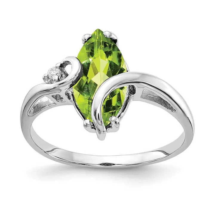 Rings Goldia 14k White Gold 12x6mm Marquise Peridot AAA Diamond ring