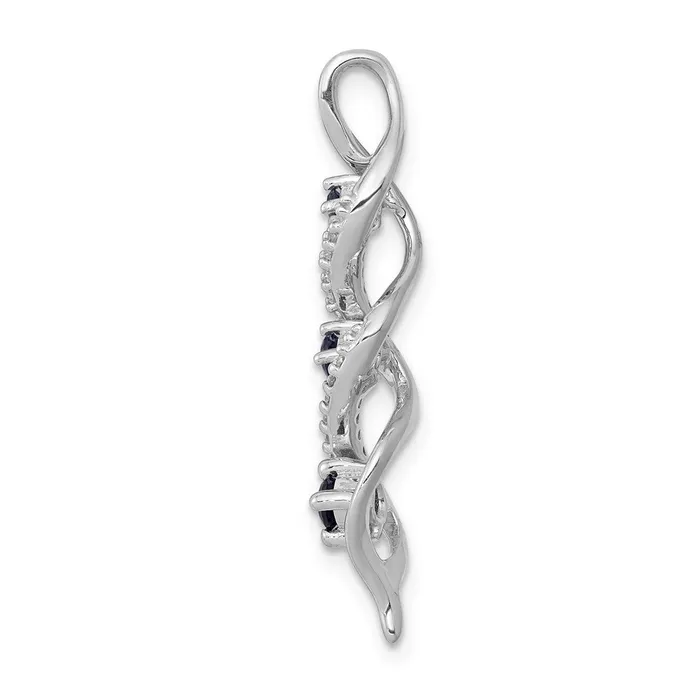 Rings Goldia 14k White Gold Real Diamond26 Sapphire 3stone Twisted Chain Slide