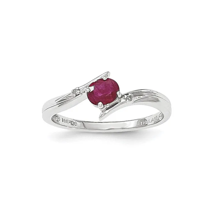 Rings Goldia 14K Yellow Gold White Polished Real Diamond Ruby Ring