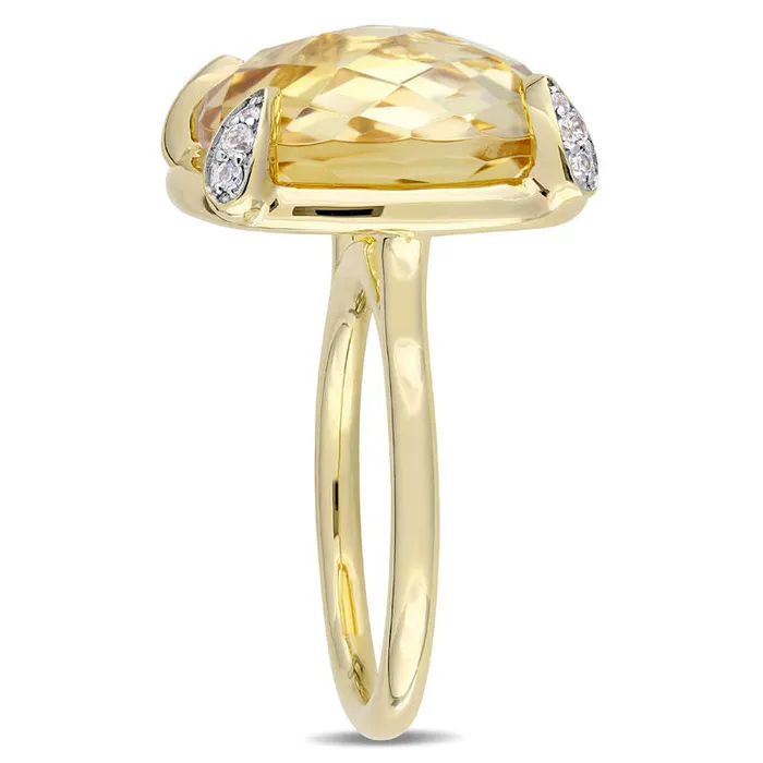 Rings Goldia 150mm Faceted CushionCut Citrine and White Sapphire Ring in Solid 14K Gold Rings Goldia 150mm Faceted CushionCut Citrine and White Sapphire Ring in Solid 14K Gold