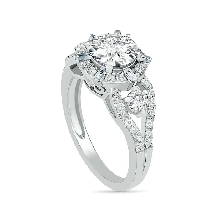 Rings Goldia 70mm White LabCreated Sapphire Ships Wheel Frame Three Stone Split Shank Bridal Engagement Ring Set in Sterling Silver Rings Goldia 70mm White LabCreated Sapphire Ships Wheel Frame Three Stone Split Shank Bridal Engagement Ring Set in Sterling Silver