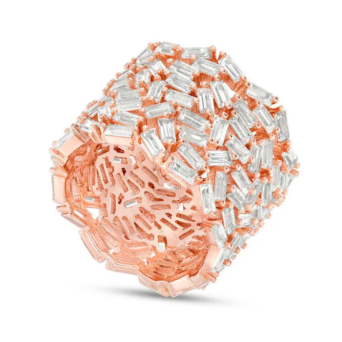 Rings Goldia Baguette LabCreated White Sapphire MultiRow Cluster Band in Sterling Silver with Solid 14K Rose Gold Plate Rings Goldia Baguette LabCreated White Sapphire MultiRow Cluster Band in Sterling Silver with Solid 14K Rose Gold Plate