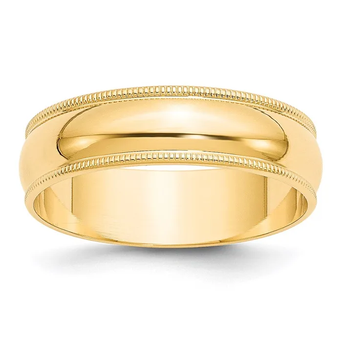 Rings Goldia Solid 14K Yellow Gold 6mm Light Weight Milgrain Half Round MensWomens Wedding Band Ring Size 105
