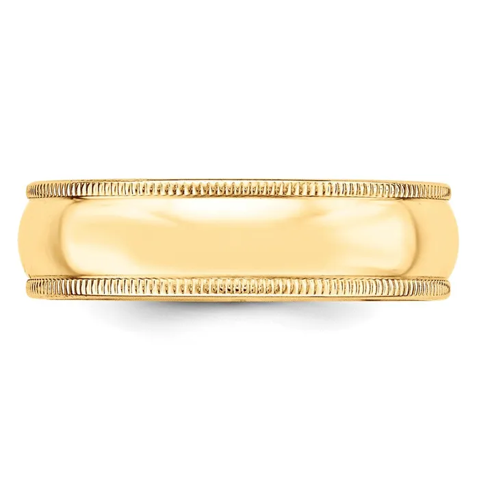 Rings Goldia Solid 14K Yellow Gold 6mm Light Weight Milgrain Half Round MensWomens Wedding Band Ring Size 105 Rings Goldia Solid 14K Yellow Gold 6mm Light Weight Milgrain Half Round MensWomens Wedding Band Ring Size 105