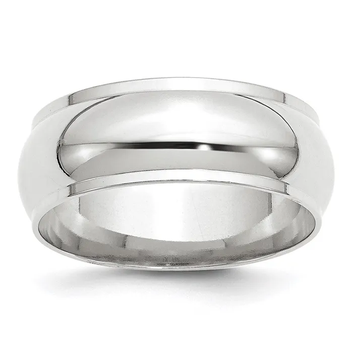 Rings Goldia Solid 18K White Gold 8mm Half Round with Edge MensWomens Wedding Band Ring Size 5 Rings Goldia Solid 18K White Gold 8mm Half Round with Edge MensWomens Wedding Band Ring Size 5