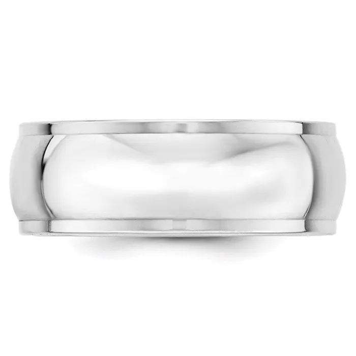 Rings Goldia Solid 18K White Gold 8mm Half Round with Edge MensWomens Wedding Band Ring Size 5 Rings Goldia Solid 18K White Gold 8mm Half Round with Edge MensWomens Wedding Band Ring Size 5