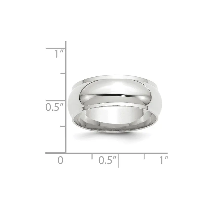 Rings Goldia Solid 18K White Gold 8mm Half Round with Edge MensWomens Wedding Band Ring Size 5 Rings Goldia Solid 18K White Gold 8mm Half Round with Edge MensWomens Wedding Band Ring Size 5